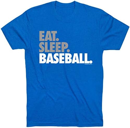 אכלו שינה בייסבול טקסט נועז חולצת טריקו למבוגרים | טיז בייסבול מאת Chalktalk Sports | מספר צבעים | גדלים